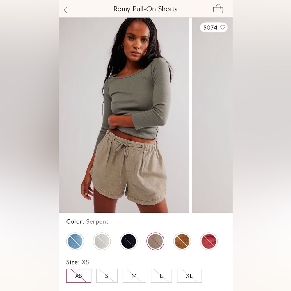 Free people 
NWT
Romy Pull-On Shorts
